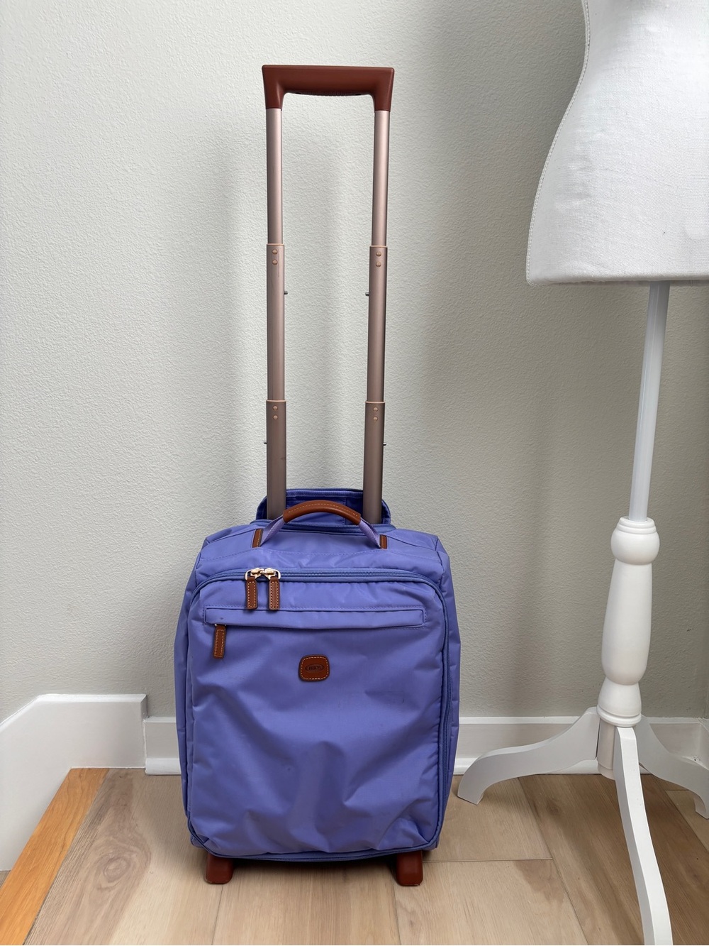 Bric's Purple Underseat luggage with Brown Leather Accents